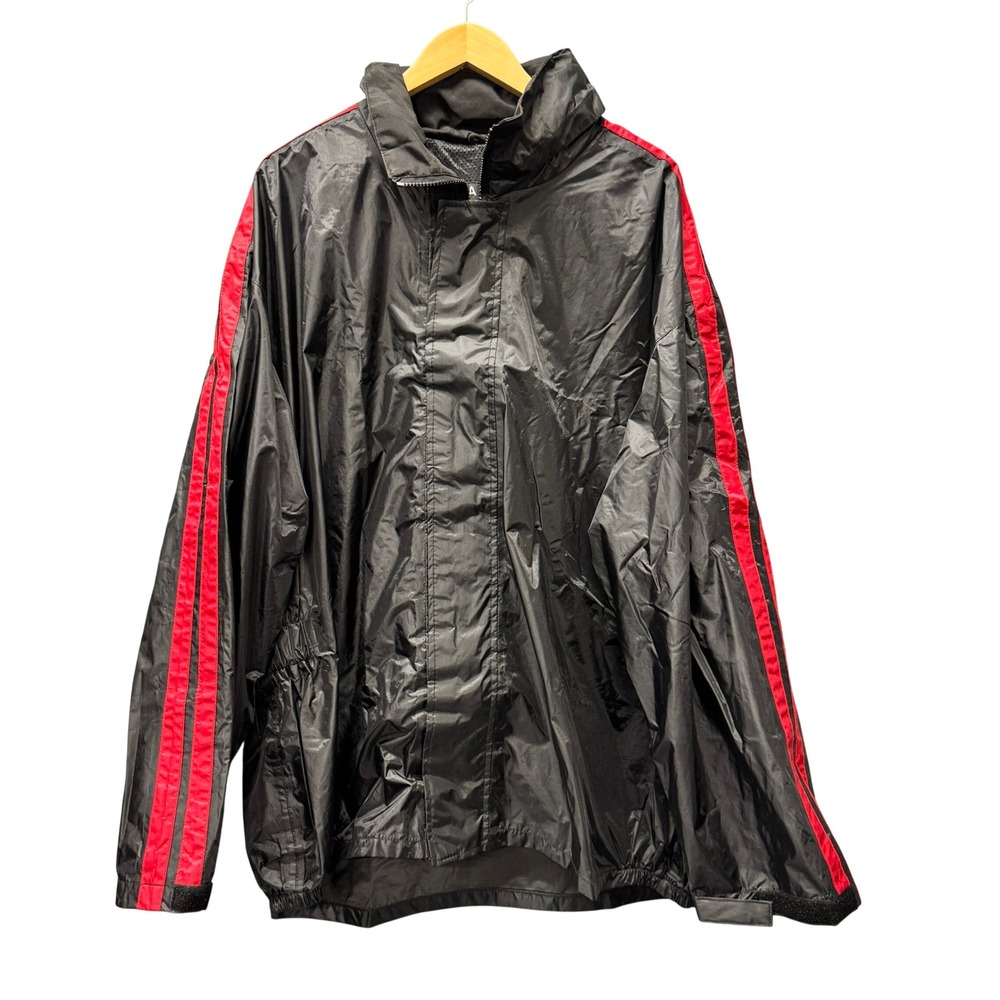 Jafrum Motorcycle Jacket Mens XL Thunder Under Rain Racing Stripe Black + Hood
